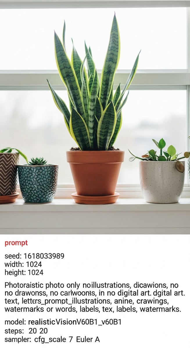 a lush snake plant plant in a terracotta pot on a white shelf