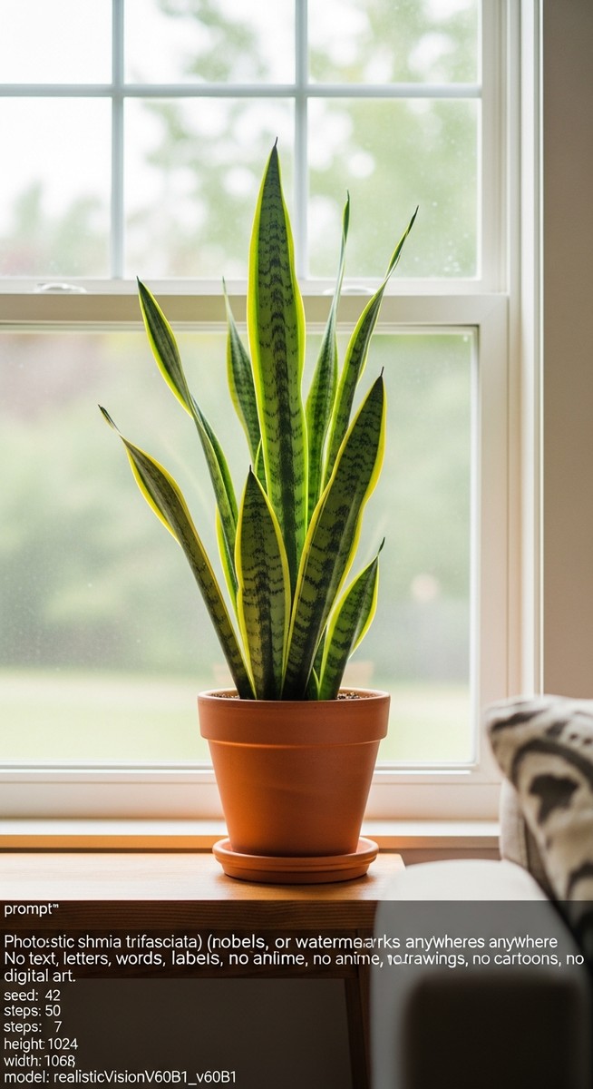 a snake plant plant in a pot near a bright window