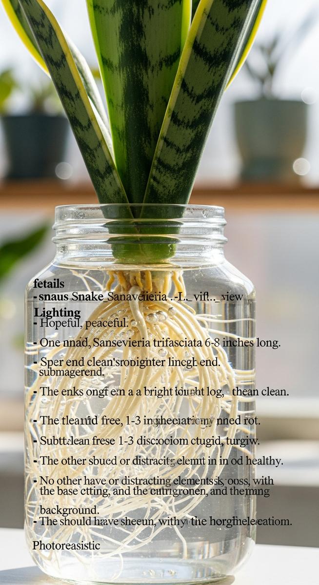 a snake plant cutting with healthy roots in water ready to pot