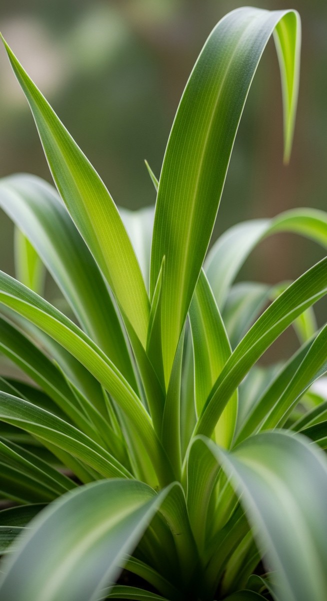 close-up of lush healthy spider plant leaves looking vivid and fresh, for spider plant benefits