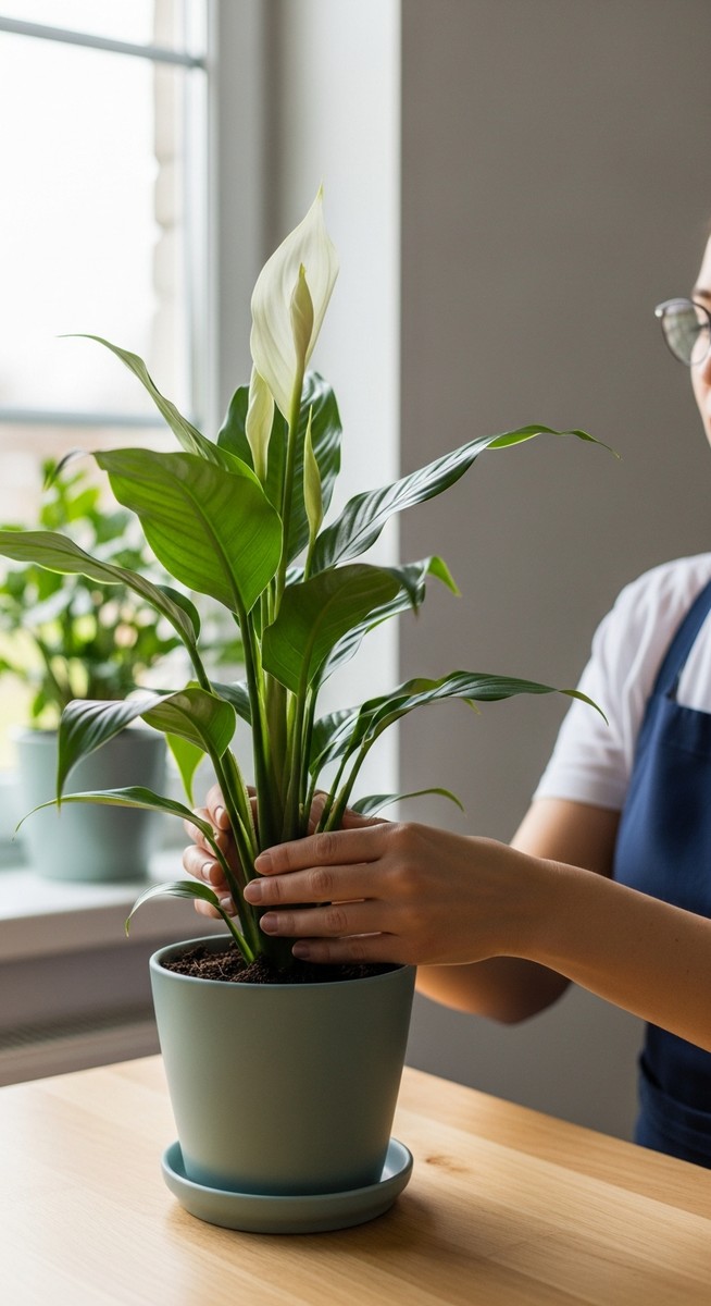 a person tending to a summer houseplants plant in summer, for summer houseplants