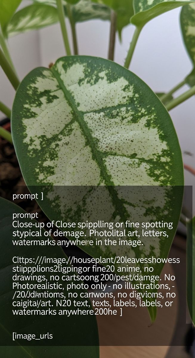 close-up of houseplant leaves showing stippling from pest damage