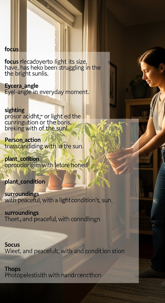 a person moving a too much light plants plant away from a harsh sunny window