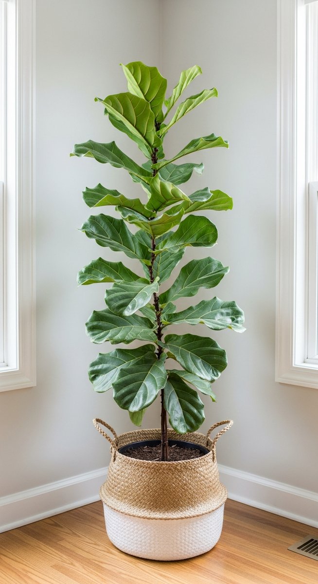 a well-grown fiddle leaf fig plant showing its natural growth habit, for types fiddle leaf figs