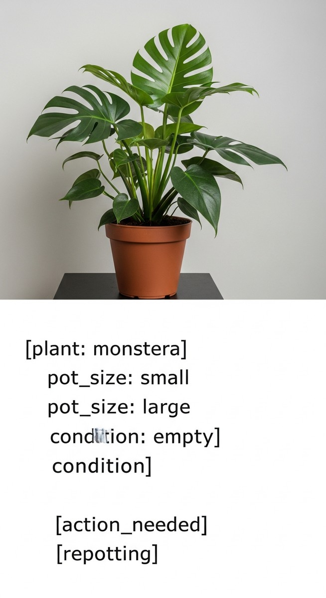 a monstera plant in a small pot beside a larger empty pot