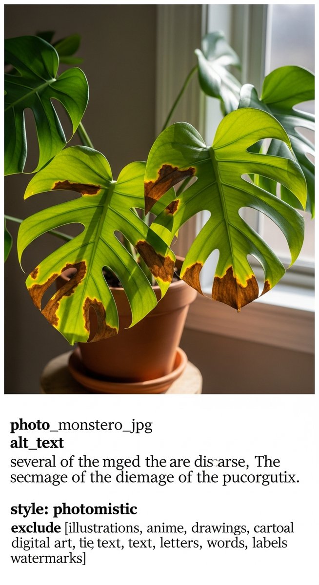 a monstera plant with several leaves showing brown spot damage